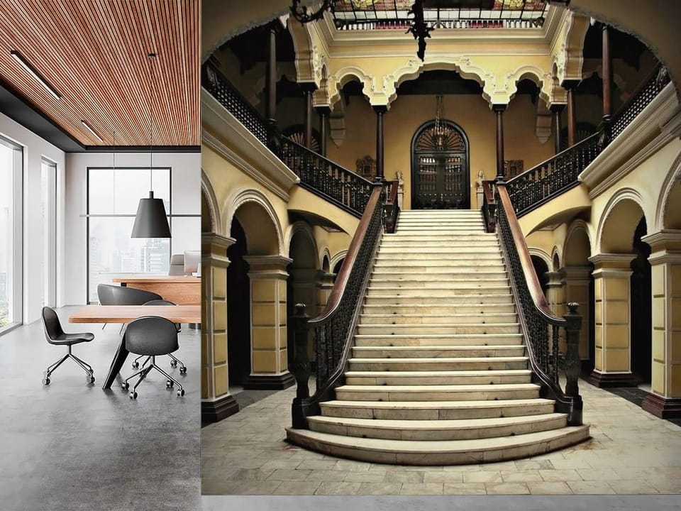 Fototapeta przedstawiająca monumentalne schody z marmuru i zdobione balustrady - ściana akcentowa w biurze