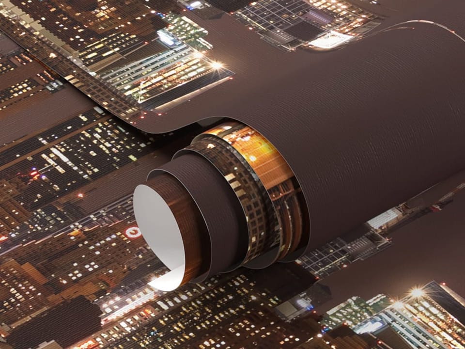 Fototapeta Nocna panorama z wieżowcami fragment #1