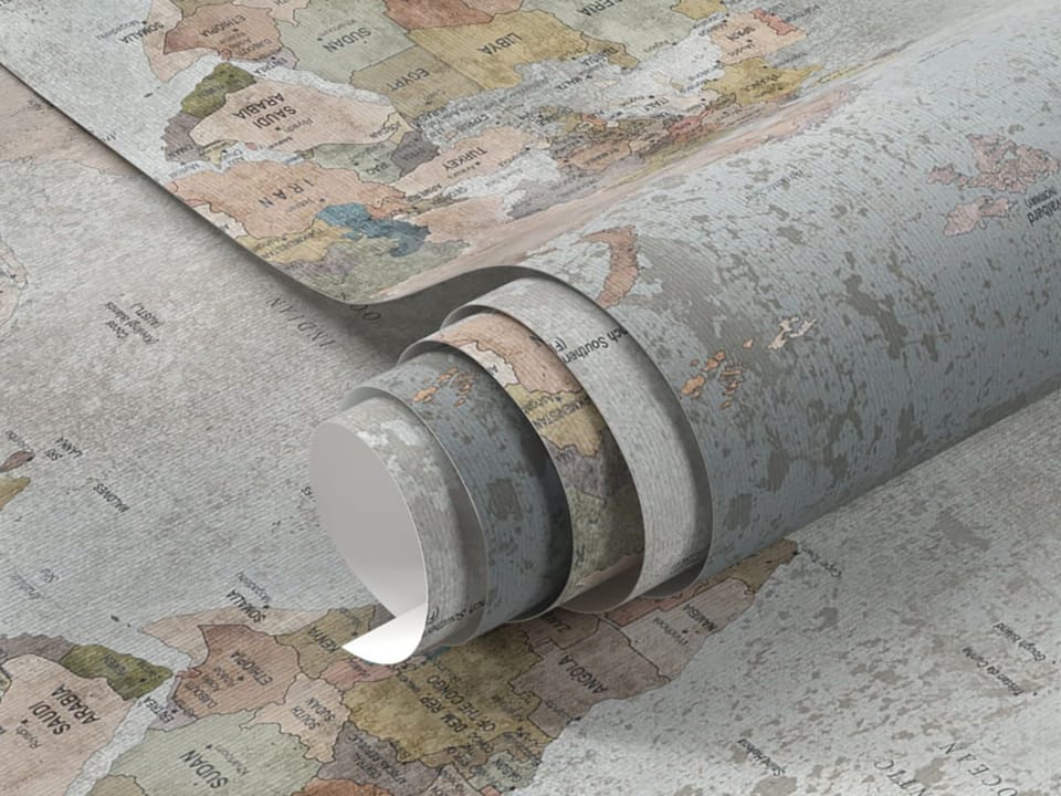 Fototapeta Mapa świata na starym tle - realne zdjęcie w rolce