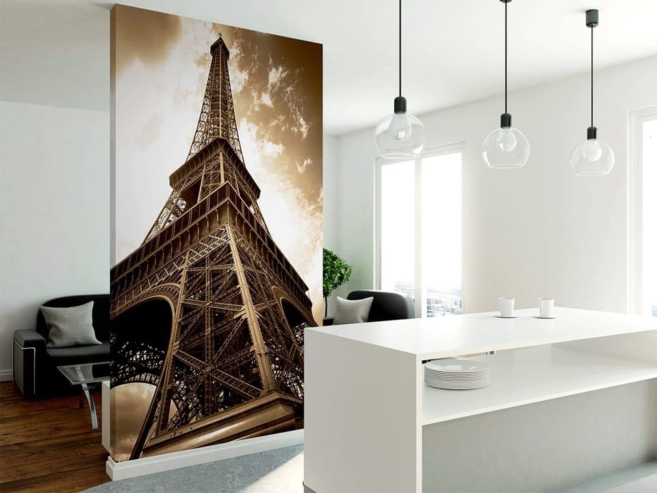 Fototapeta Perspektywa Wieży Eiffla we wnętrzu kuchni