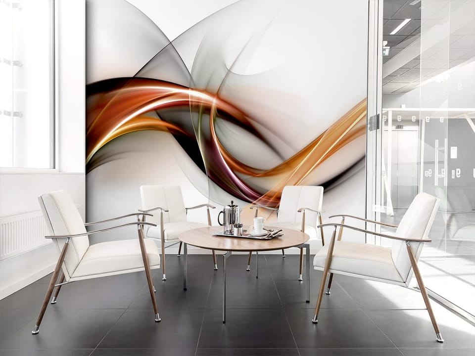 Fototapeta Kolorowe Fale na Białym Tle we wnętrzu biura