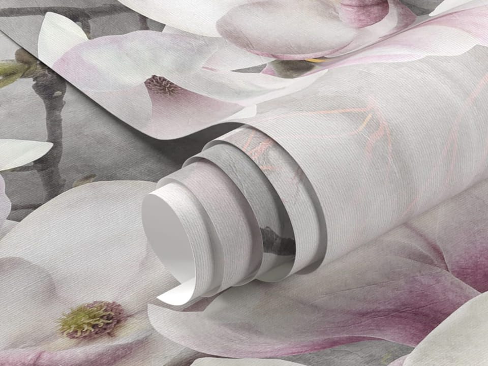 Fototapeta Magnolie w Delikatnych Różach - realne zdjęcie w rolce