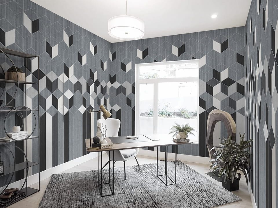 Fototapeta Geometryczny wzór z sześcianami - aranżacja w biurze