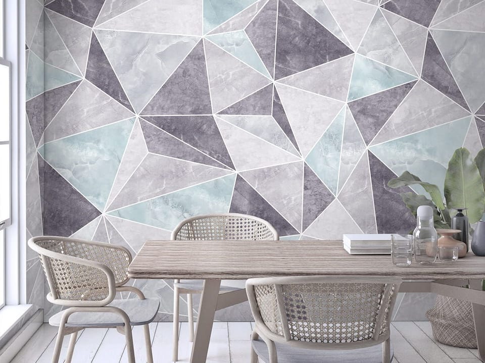 Fototapeta Geometryczny wzór z trójkątów - aranżacja w kuchni