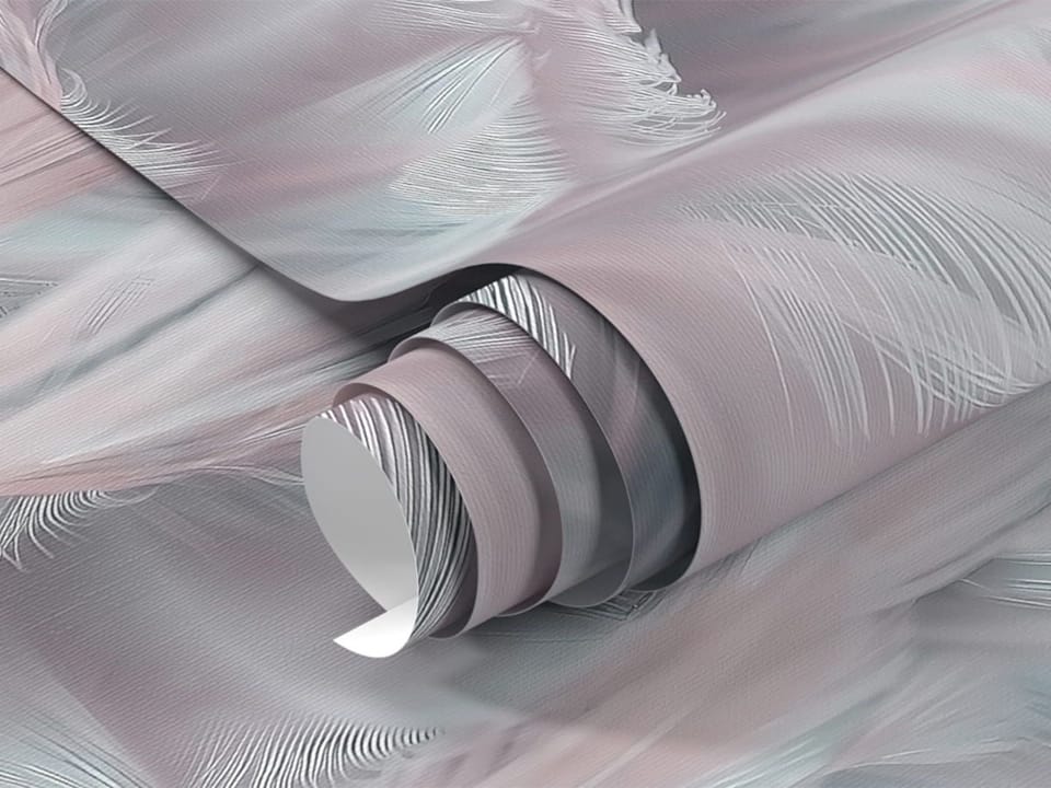 Fototapeta Delikatne pióra w pastelach - realne zdjęcie w rolce