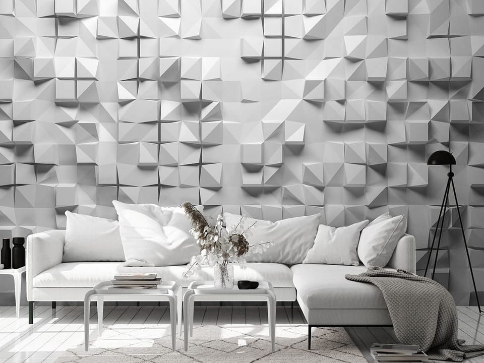 Fototapeta Trójwymiarowe formy geometryczne - aranżacja w salonie