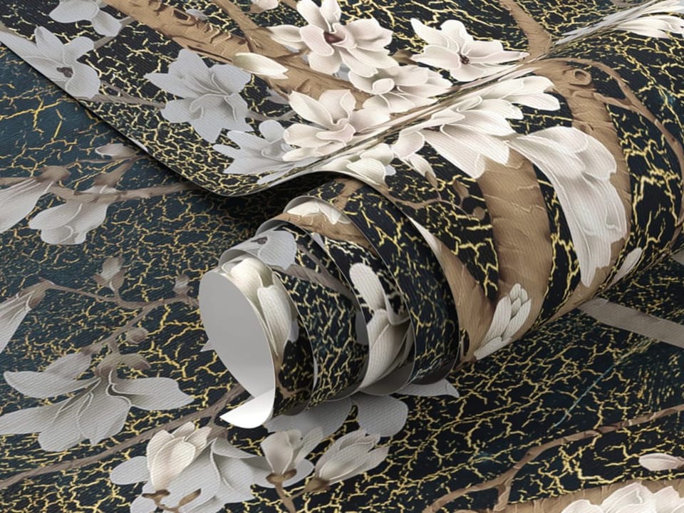 Fototapeta Magnolie na ciemnym tle - realne zdjęcie w rolce
