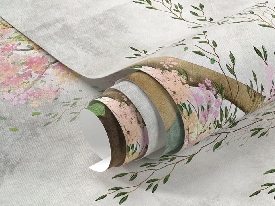 Fototapeta Sakura z kwitnącymi gałęziami - realne zdjęcie w rolce