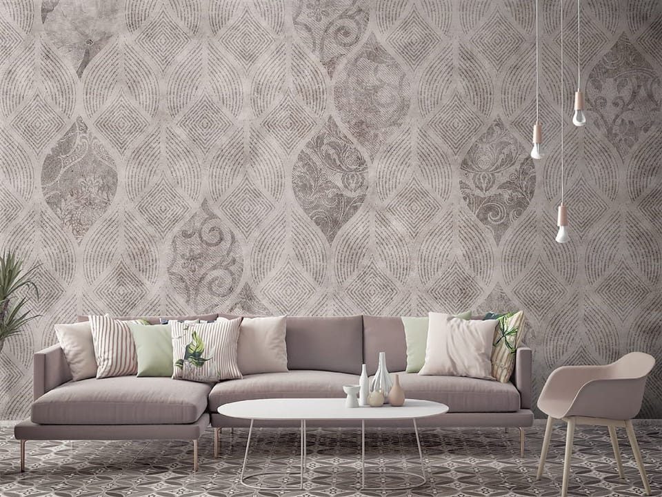 Fototapeta Geometryczny wzór z ornamentami - aranżacja w salonie