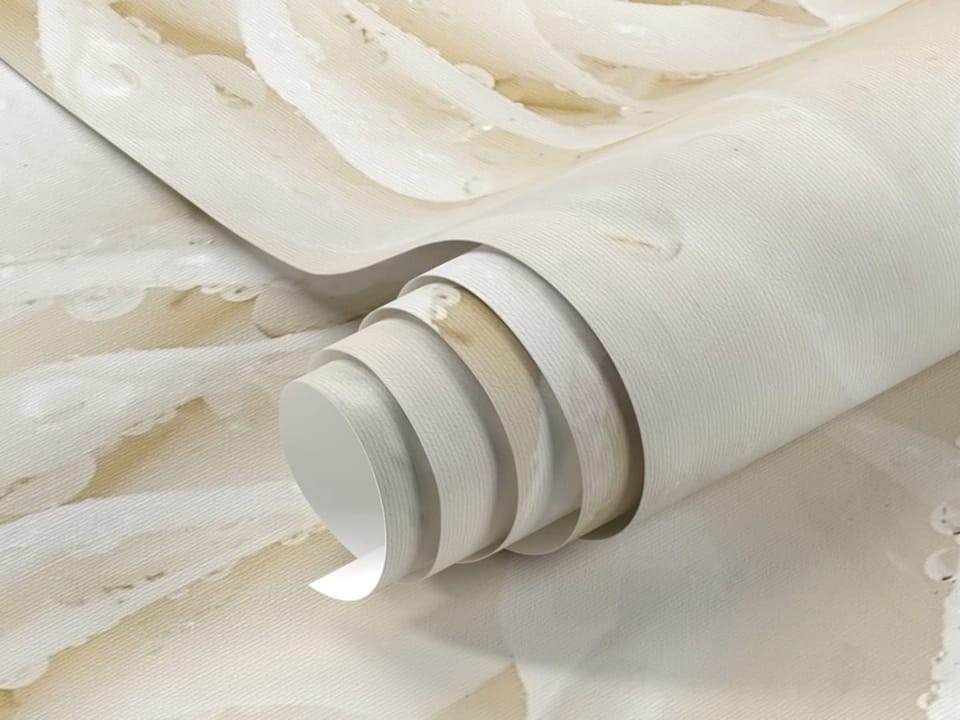 Fototapeta Biała róża z kroplami wody fragment #1