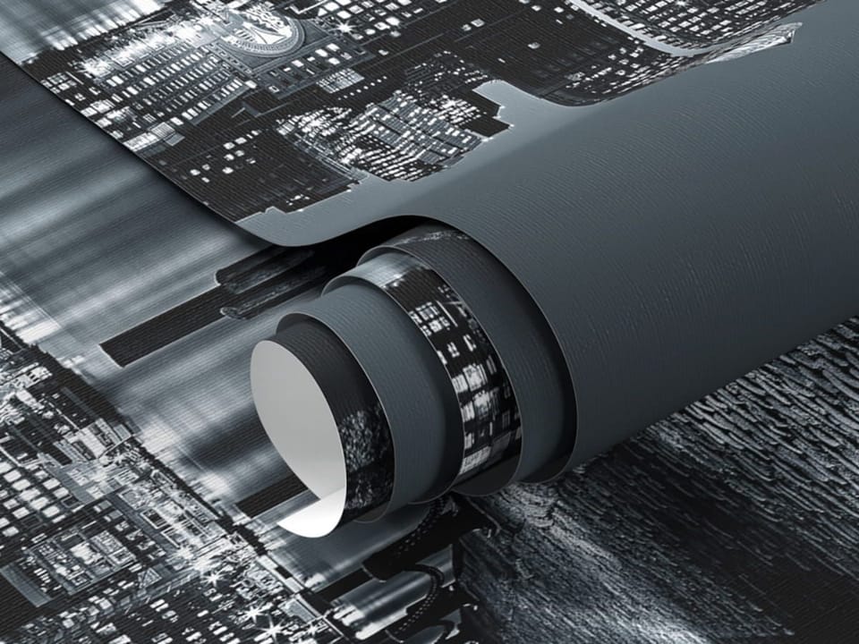 Fototapeta Panorama miasta nocą z lampą fragment #1