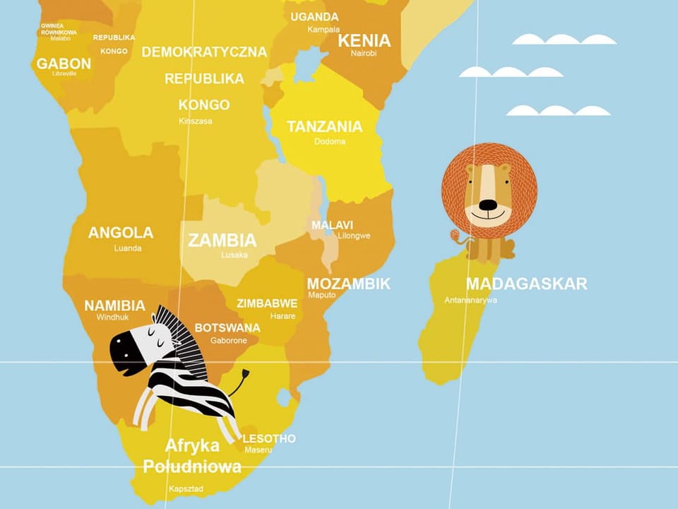 Fototapeta Mapa świata dla dzieci z ilustracjami - jakość wydruku i struktura materiału