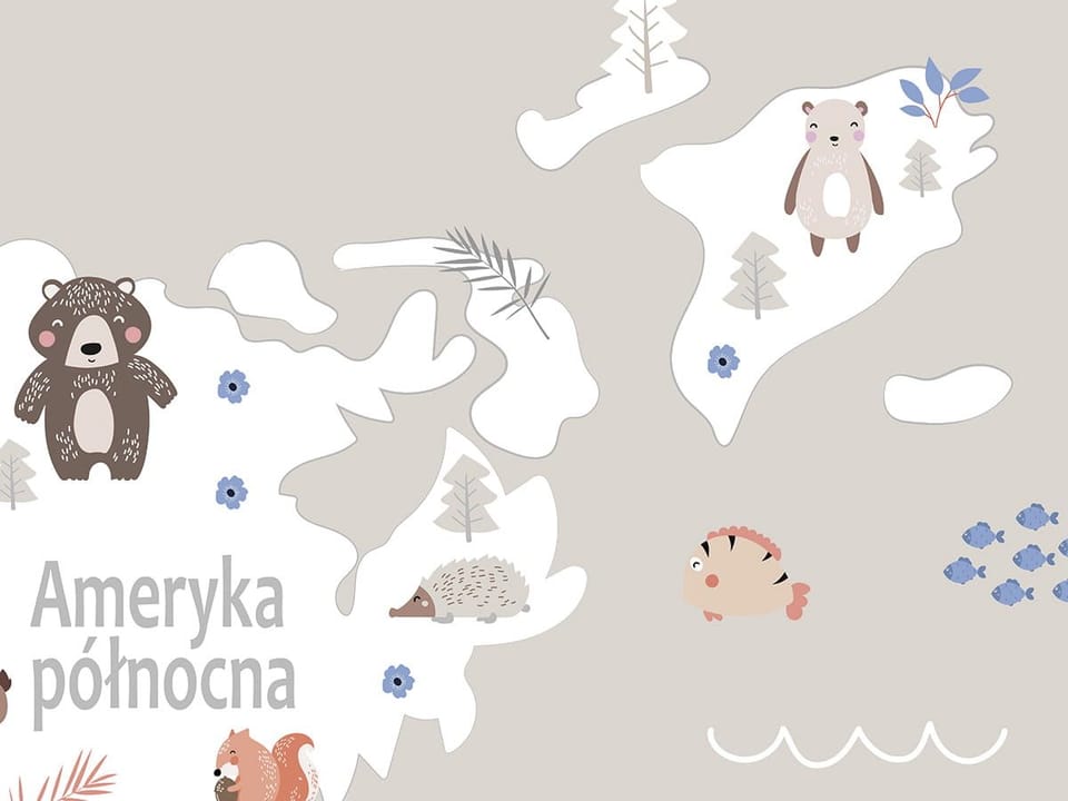 Fototapeta Mapa świata dla dzieci z kontynentami - jakość wydruku i struktura materiału