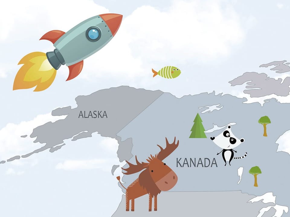 Fototapeta Mapa świata z ilustracjami zwierząt - realne zdjęcie w rolce