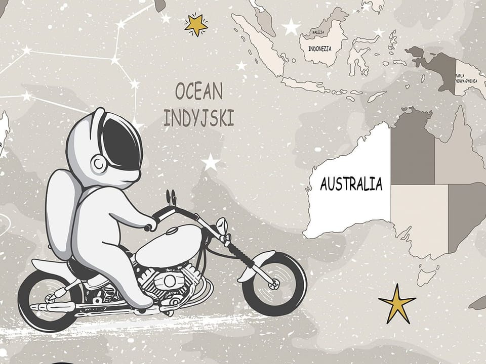 Fototapeta Astronauci na Mapie Świata - realne zdjęcie w rolce