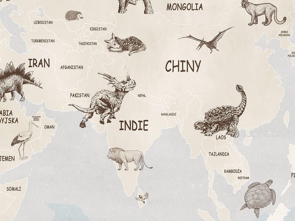 Fototapeta Mapa świata dla dzieci z kontynentami - realne zdjęcie w rolce
