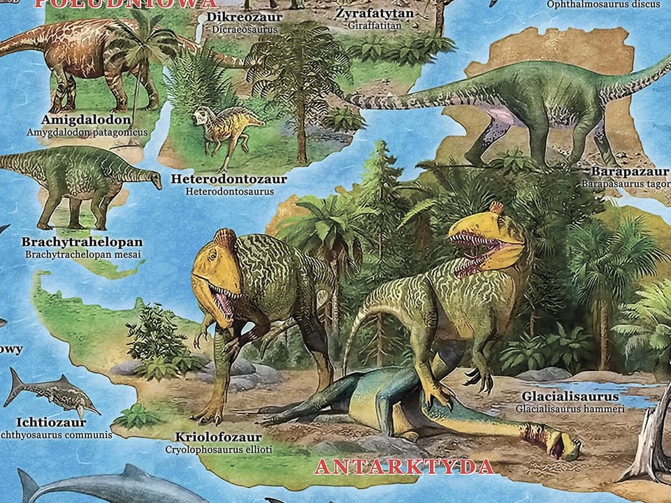 Fototapeta Mapa Dinozaurów dla Dzieci - realne zdjęcie w rolce