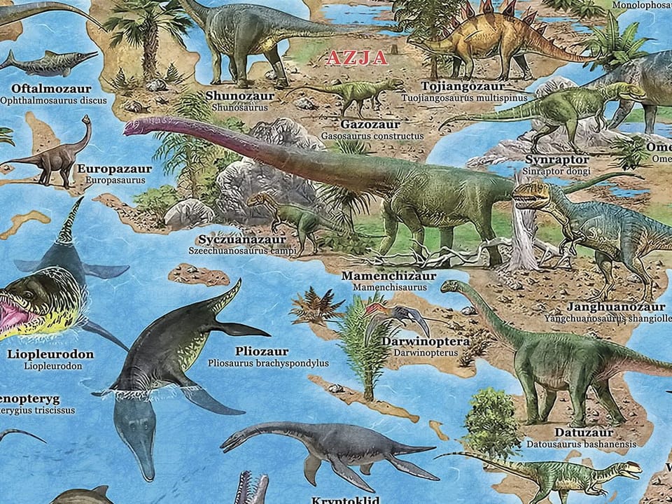 Fototapeta Mapa Dinozaurów dla Dzieci - jakość wydruku i struktura materiału