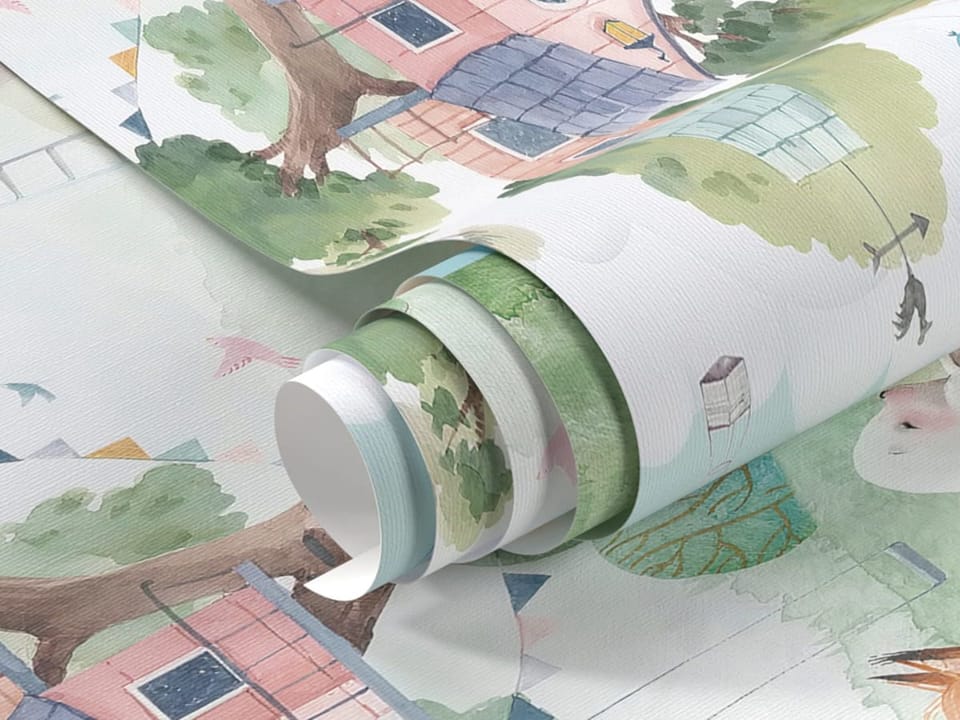 Fototapeta Zwierzęta w domkach na drzewach - realne zdjęcie w rolce