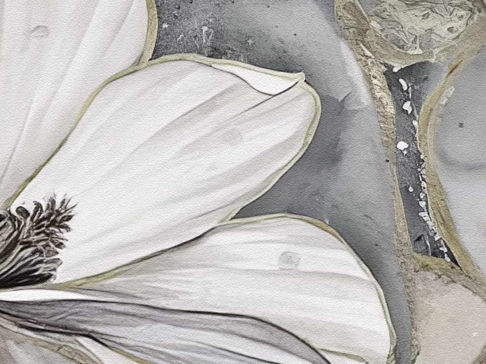 Fototapeta Magnolie na tle marmuru - realne zdjęcie w rolce