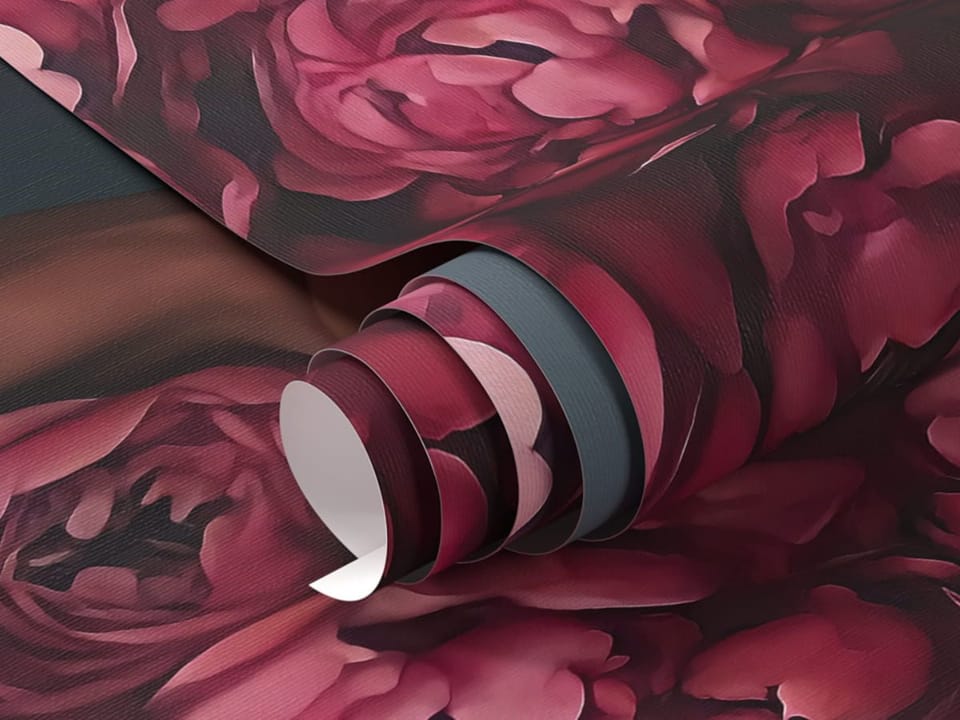 Fototapeta Kobieta z Kwiatami na Głowie - realne zdjęcie w rolce