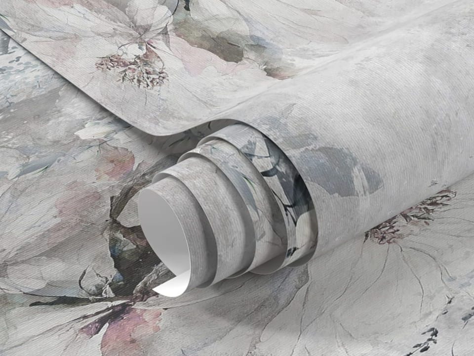 Fototapeta Kwiatowe Murale z Delikatnymi Liśćmi - realne zdjęcie w rolce