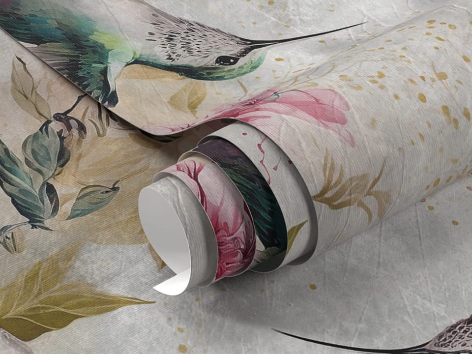 Fototapeta Kolibry i Kwiaty w Delikatnym Ujęciu - realne zdjęcie w rolce