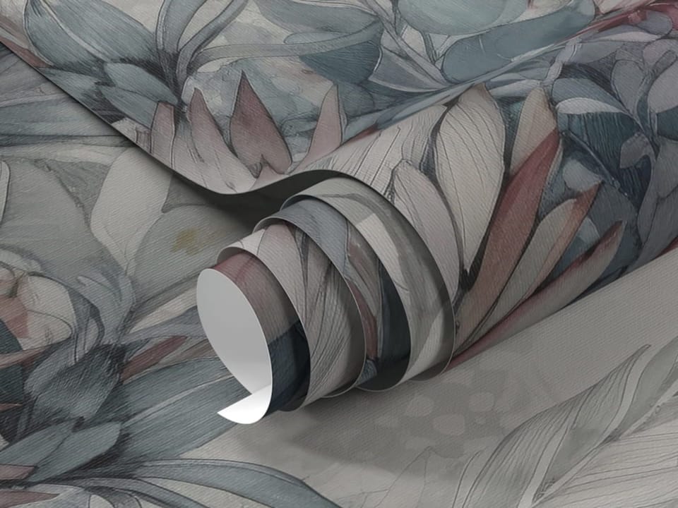 Fototapeta Egzotyczne kwiaty i liście - realne zdjęcie w rolce