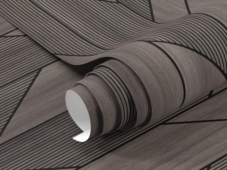 Fototapeta Geometryczne wzory na drewnie - realne zdjęcie w rolce