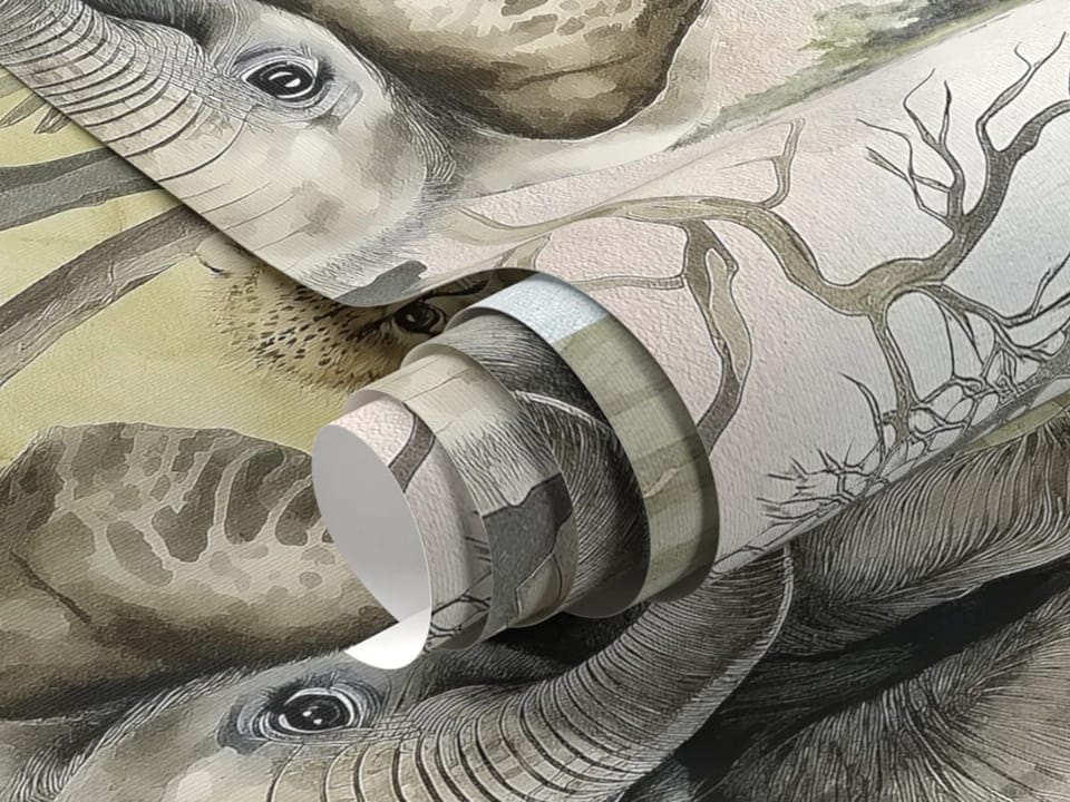 Fototapeta Słonik i zebra na sawannie - realne zdjęcie w rolce