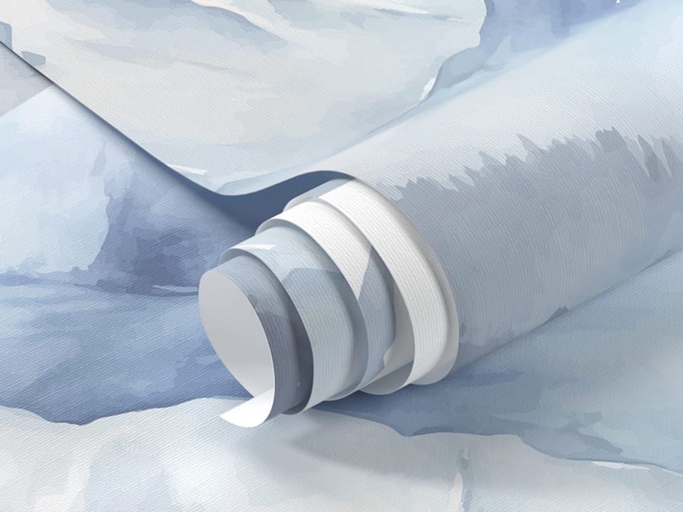 Fototapeta Ośnieżone Góry z Jeziorem - realne zdjęcie w rolce