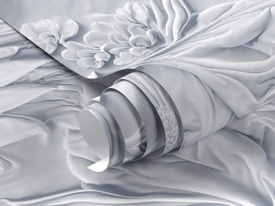 Fototapeta 3D kwiaty w reliefie - realne zdjęcie w rolce