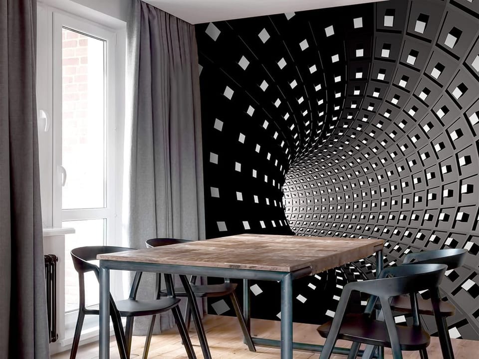 Fototapeta Tunel z kwadratowymi otworami we wnętrzu kuchni