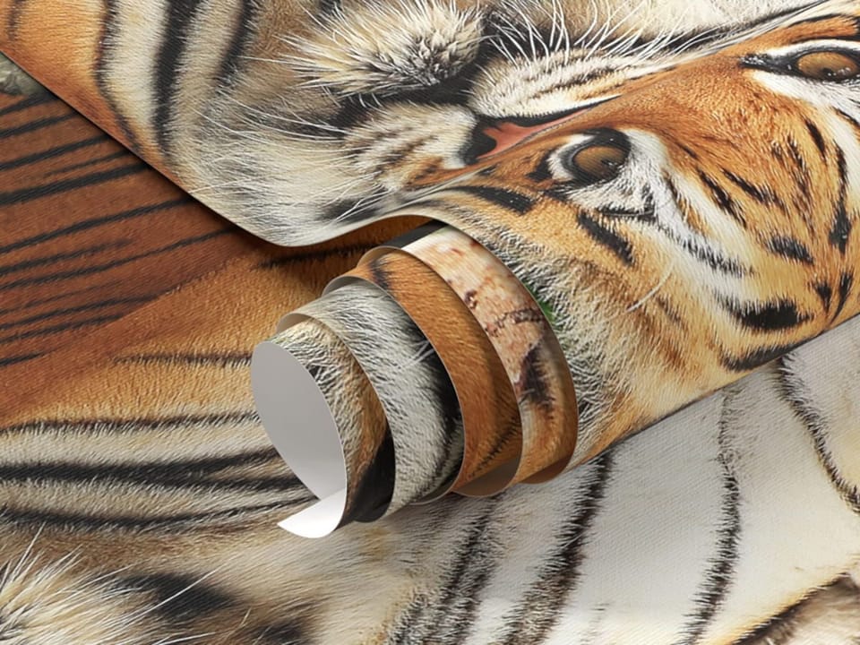 Fototapeta Tygrys wśród paproci i skał fragment #1